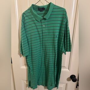 Men's Green Striped Polo Shirt